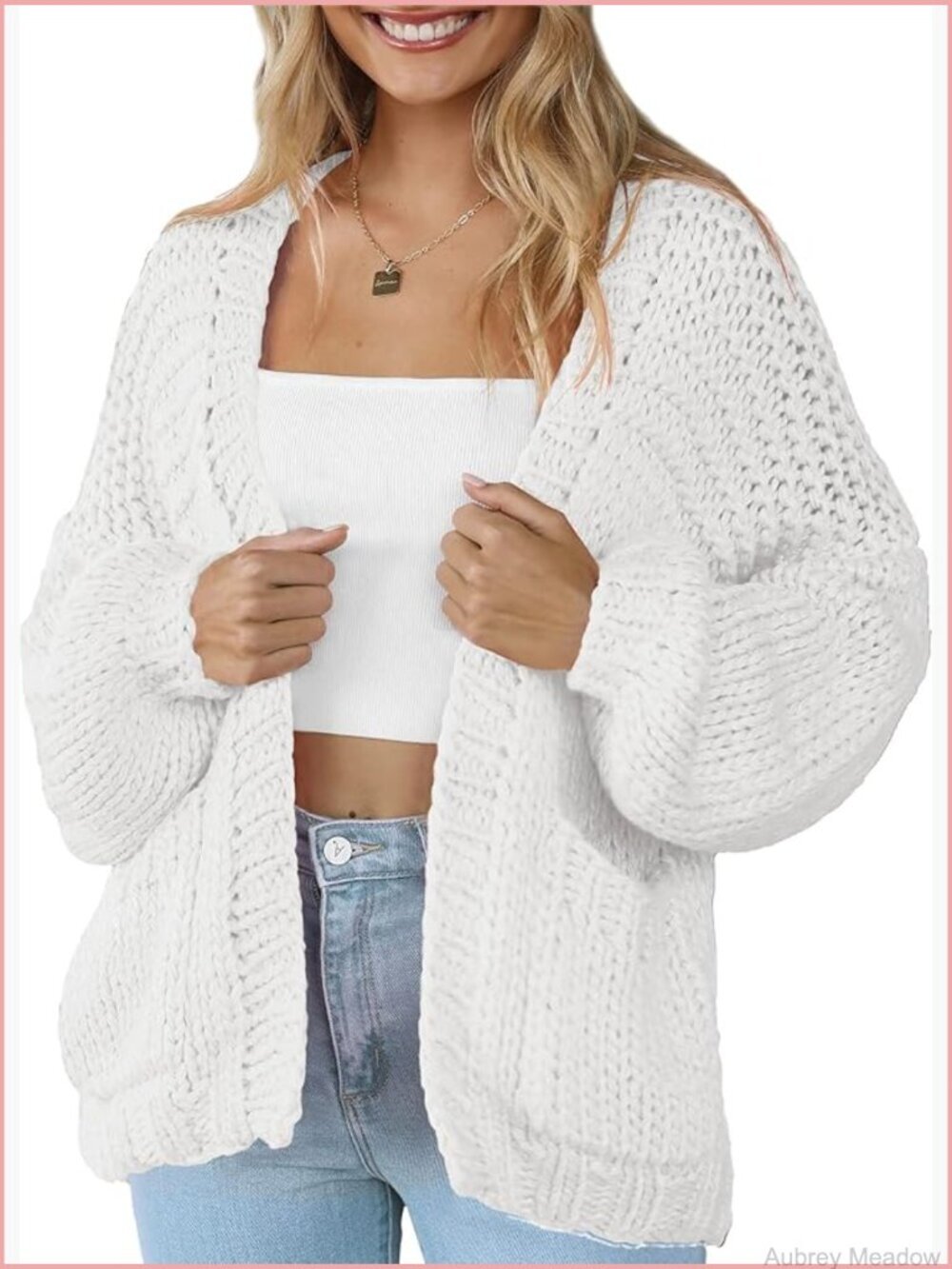 Soft Knit Long Sleeve Cardigan with Pockets Open Front Lightweight Sweater